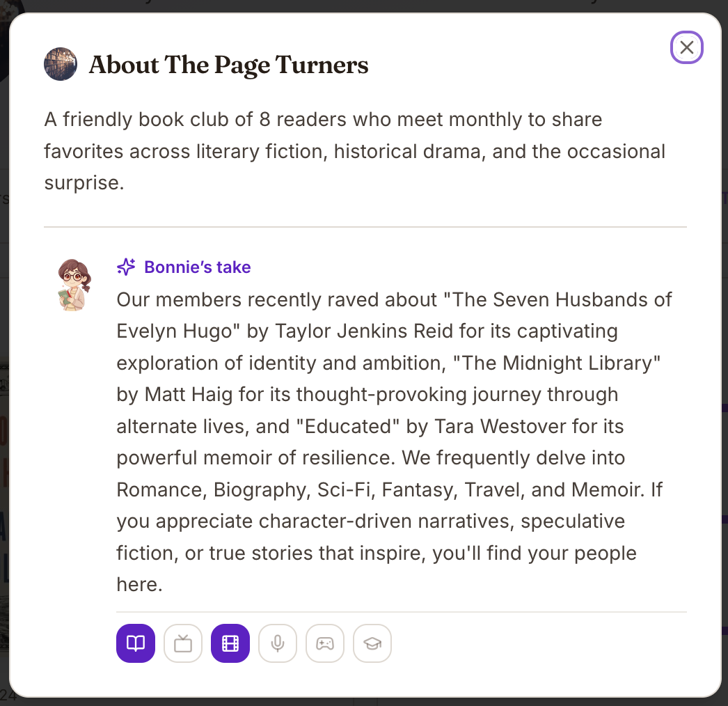 About this group dialog featuring Bonnie's take